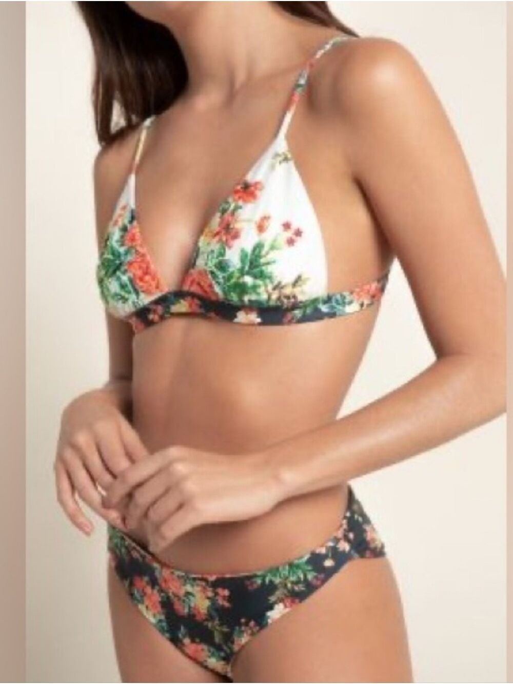 Agua Bendita Lola Bikini Bottom White Black Floral Reversible